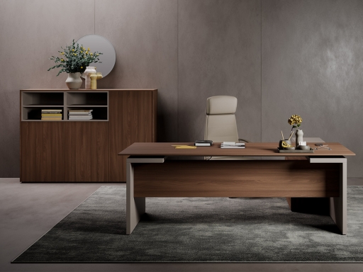Bureau de direction en angle SKIN WALNUT, design italien