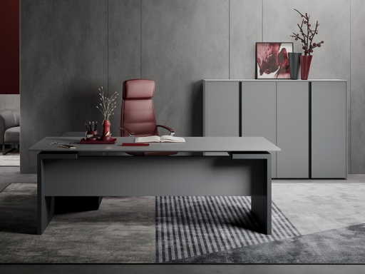Bureau de direction avec extension latérale SKIN, haut de gamme
