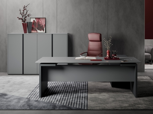 Bureau de direction avec extension latérale SKIN, haut de gamme