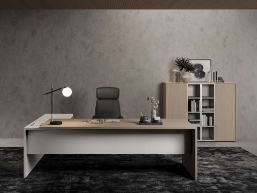 Bureau de direction en angle FIRST OAK en bois mélaminé
