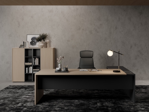 Bureau de direction avec retour laqué FIRST OAK