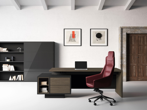 Bureau de direction STIL avec rangement bas, fabrique en italie