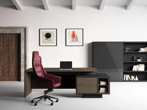 Bureau de direction STIL avec rangement bas, fabrique en italie