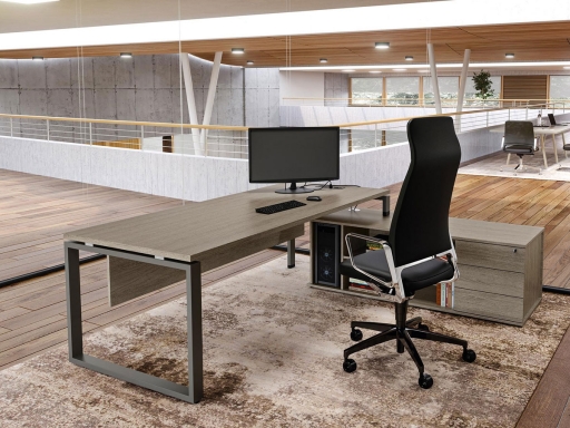 Bureau contemporain en angle avec rangement à tiroirs