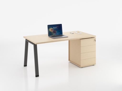 Bureau individuel sur caisson 2 à 4 tiroirs