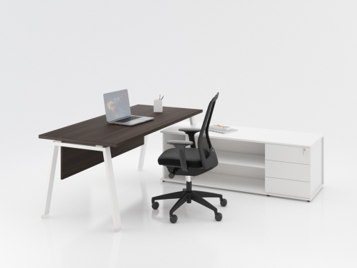 Bureau contemporain en angle avec rangement à tiroirs