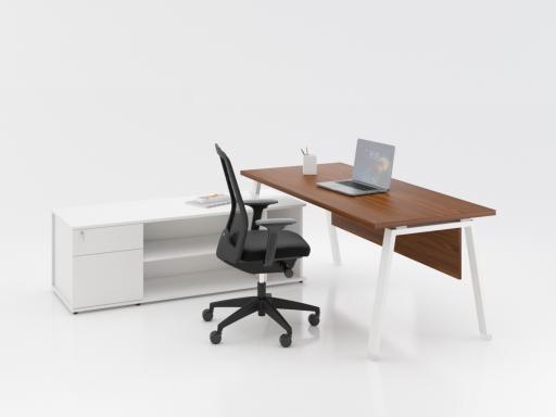 Bureau contemporain en angle avec rangement à tiroirs