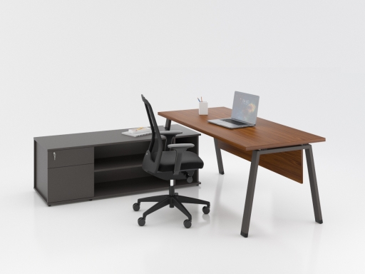 Bureau contemporain en angle avec rangement à tiroirs