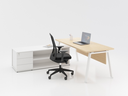 Bureau contemporain en angle avec rangement à tiroirs