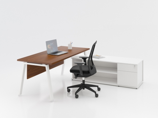 Bureau contemporain en angle avec rangement à tiroirs