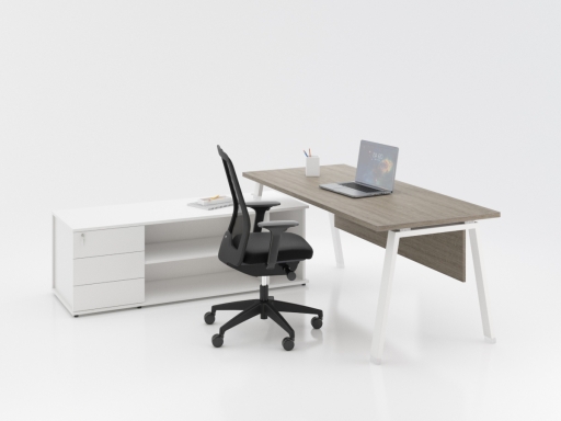 Bureau contemporain en angle avec rangement à tiroirs