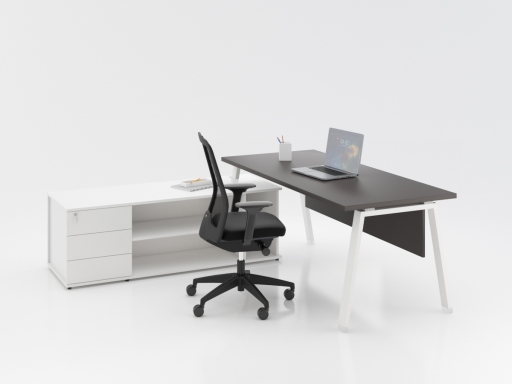 Bureau contemporain en angle avec rangement à tiroirs