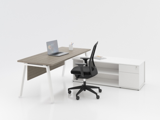 Bureau contemporain en angle avec rangement à tiroirs