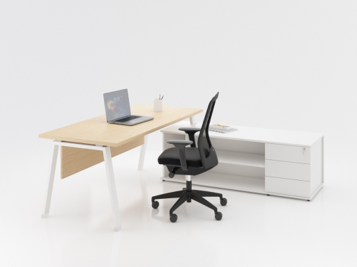 Bureau contemporain en angle avec rangement à tiroirs