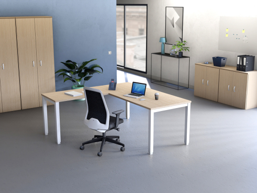 Bureau bois avec retour secrétaire contemporain