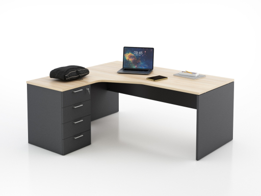 Bureau en angle sur caisson KIRO, pas cher