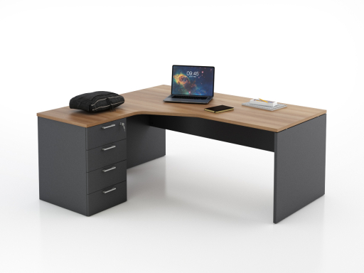 Bureau en angle sur caisson KIRO, pas cher