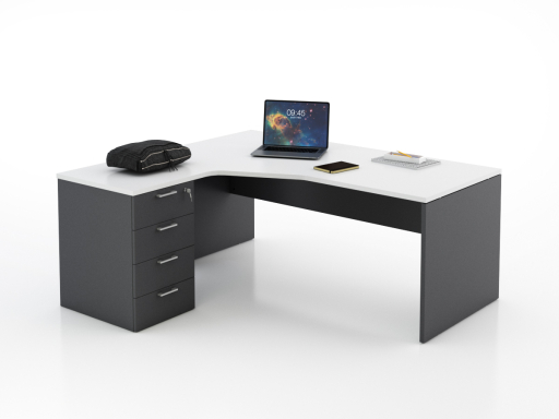 Bureau en angle sur caisson KIRO, pas cher