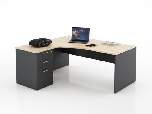 Bureau en angle sur caisson KIRO, pas cher