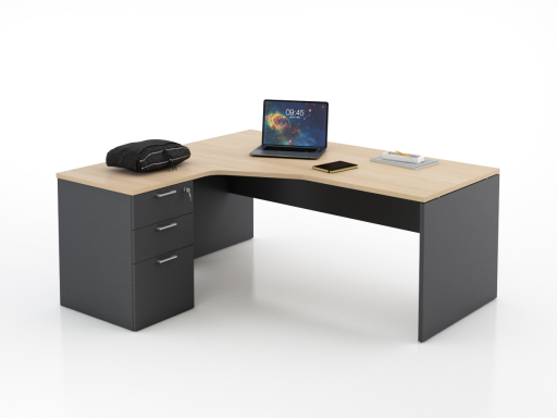 Bureau en angle sur caisson KIRO, pas cher
