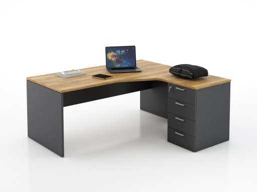 Bureau en angle sur caisson KIRO, pas cher