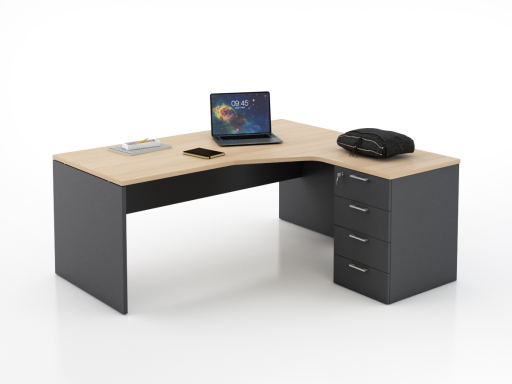 Bureau en angle sur caisson KIRO, pas cher