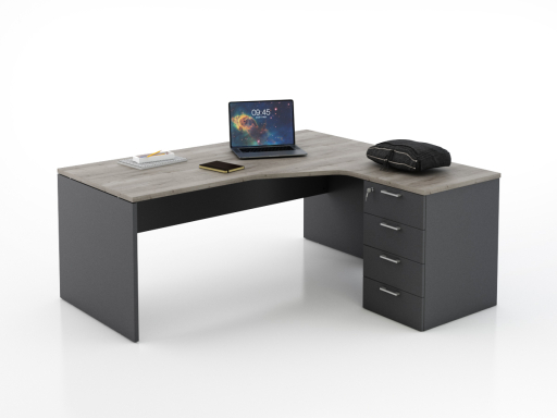 Bureau en angle sur caisson KIRO, pas cher