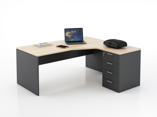 Bureau en angle sur caisson KIRO, pas cher