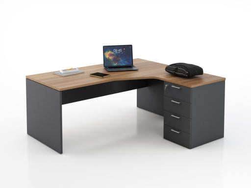 Bureau en angle sur caisson KIRO, pas cher