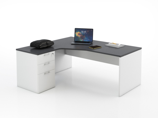 Bureau en angle sur caisson KIRO, pas cher