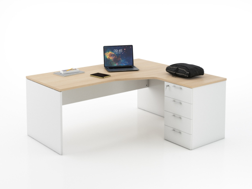 Bureau en angle sur caisson KIRO, pas cher