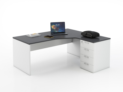 Bureau en angle sur caisson KIRO, pas cher