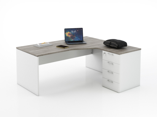 Bureau en angle sur caisson KIRO, pas cher