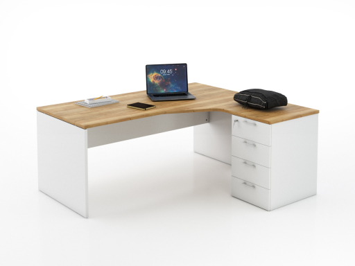 Bureau en angle sur caisson KIRO, pas cher