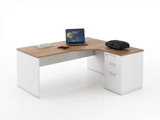 Bureau en angle sur caisson KIRO, pas cher