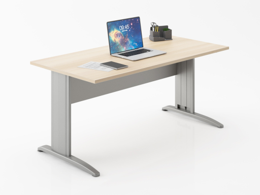 Bureau individuel piétement en L pas cher