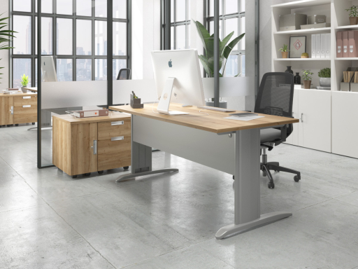 Bureau individuel piétement en L pas cher