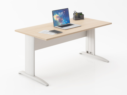 Bureau individuel piétement en L pas cher