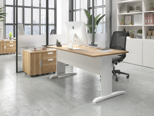 Bureau individuel piétement en L pas cher