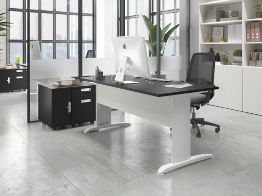 Bureau individuel piétement en L pas cher