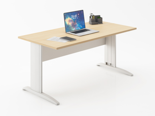 Bureau individuel piétement en L pas cher