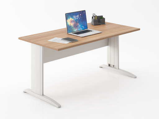 Bureau individuel piétement en L pas cher