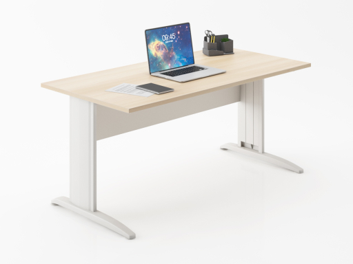 Bureau individuel piétement en L pas cher