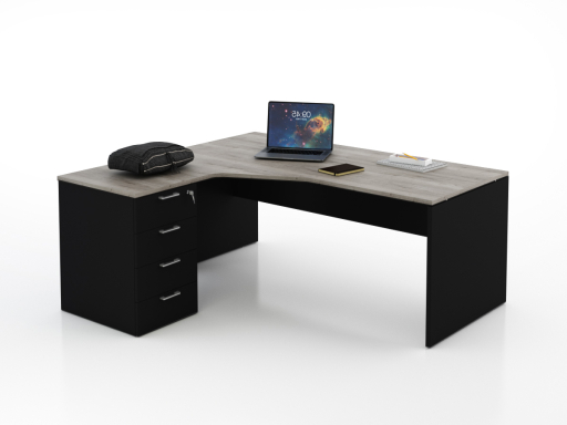 Bureau en angle sur caisson KIRO, pas cher