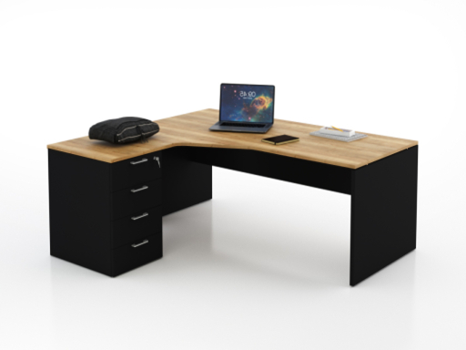 Bureau en angle sur caisson KIRO, pas cher