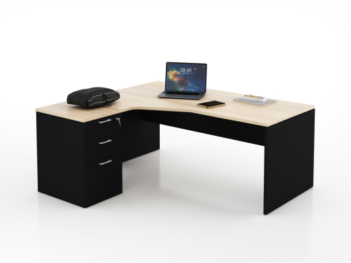 Bureau en angle sur caisson KIRO, pas cher