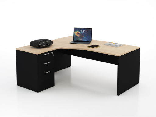 Bureau en angle sur caisson KIRO, pas cher