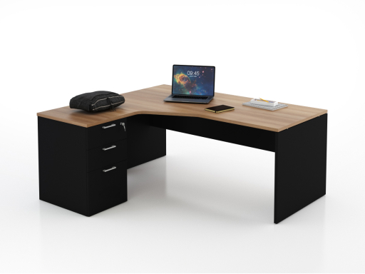 Bureau en angle sur caisson KIRO, pas cher