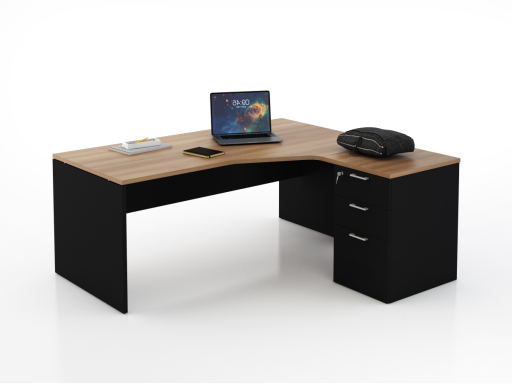 Bureau en angle sur caisson KIRO, pas cher