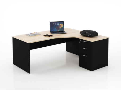 Bureau en angle sur caisson KIRO, pas cher